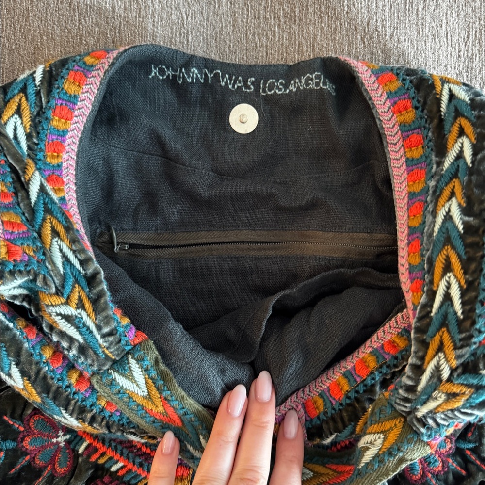 Johnny Was Velvet Slouch Bag - Picture 2 of 6